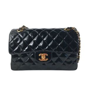 AUTHENTIC Chanel 1996 Vintage Double Sided Flap Small Black Patent